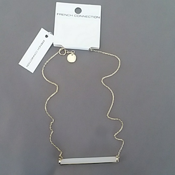 NEW French Connection gold white bar necklace - Picture 2 of 4